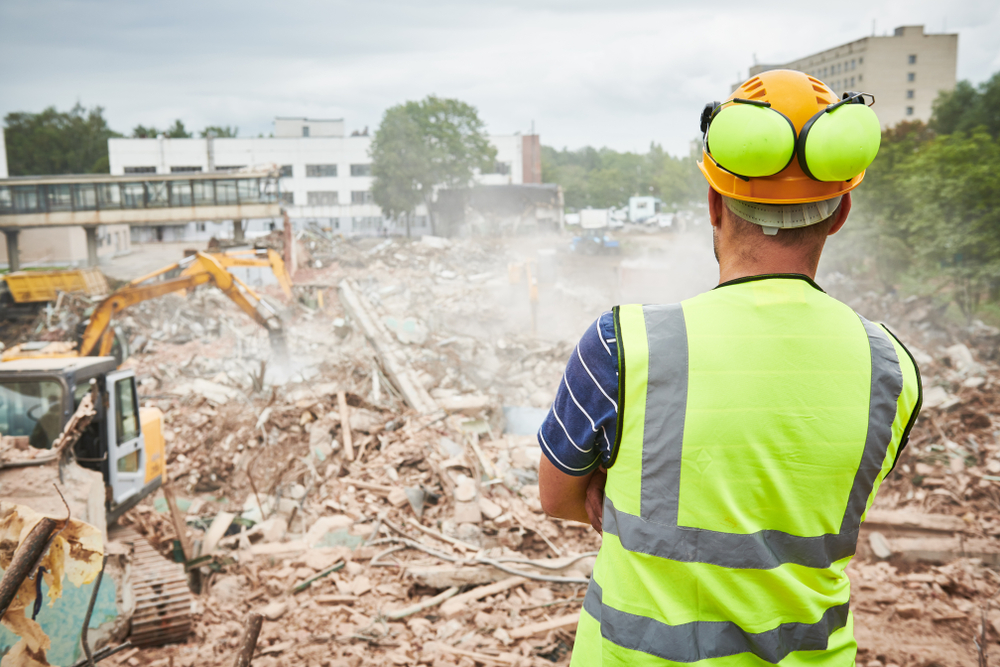 Demolition,Construction,Work.,Worker,At,Building,Site